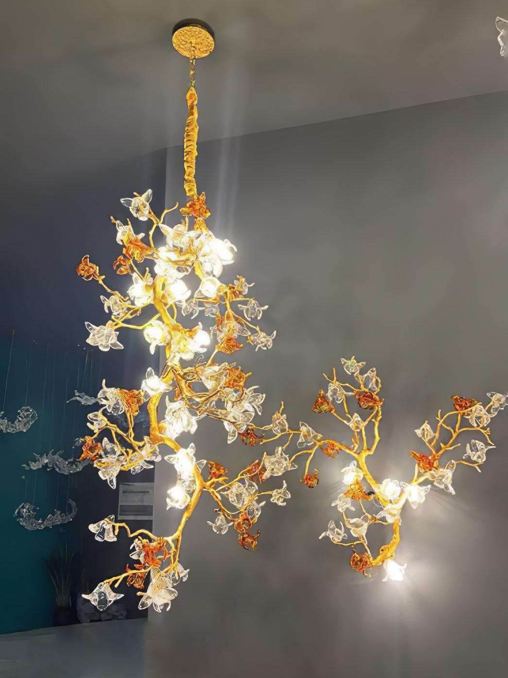 Aare Maple Branch Brass Crystal Chandelier-Neutral Decor
