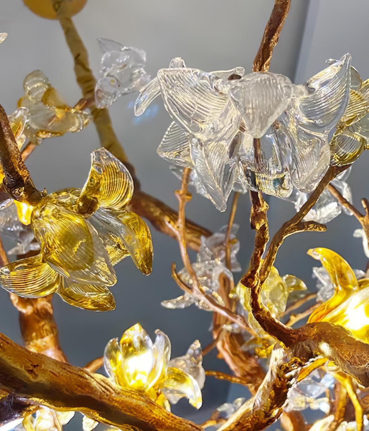 Aare Maple Branch Brass Crystal Chandelier-Neutral Decor