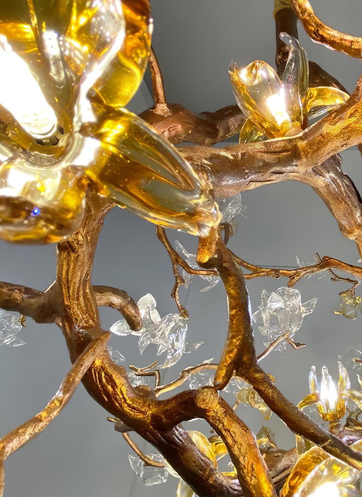 Aare Maple Branch Brass Crystal Chandelier-Neutral Decor