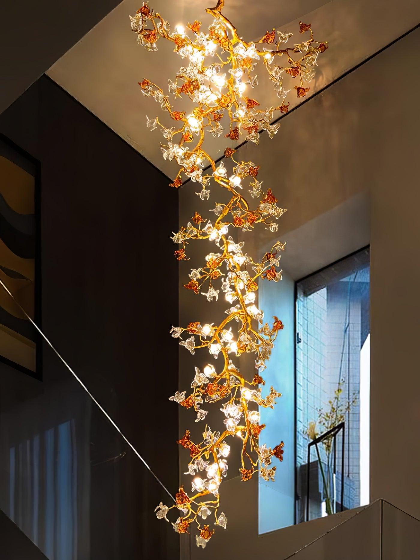 Aare Maple Branch Brass Crystal Chandelier-Neutral Decor