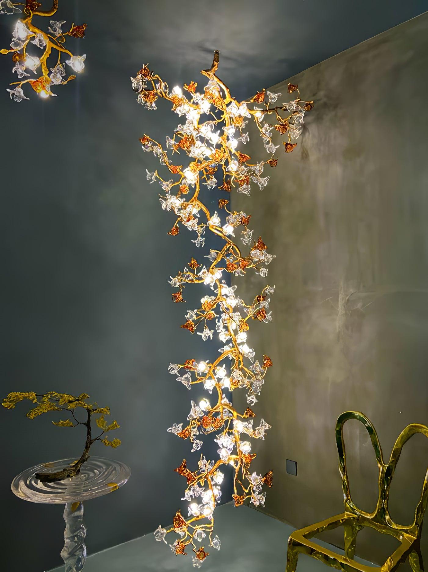 Aare Maple Branch Brass Crystal Chandelier-Neutral Decor