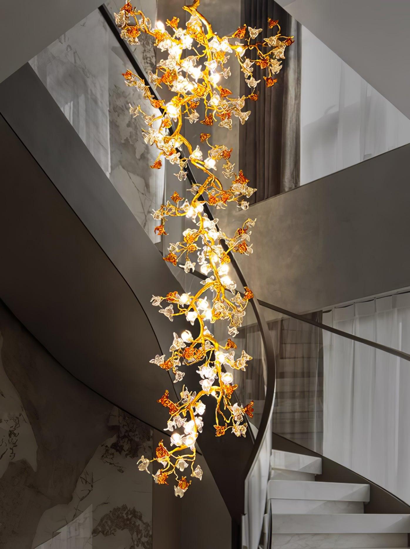 Aare Maple Branch Brass Crystal Chandelier-Neutral Decor