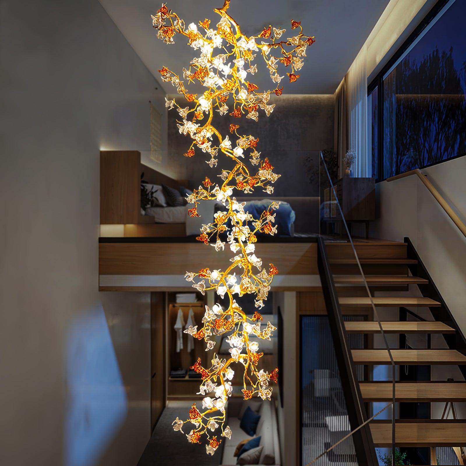 Aare Maple Branch Brass Crystal Chandelier-Neutral Decor