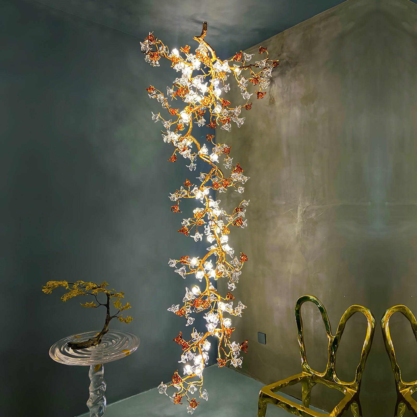 Aare Maple Branch Brass Crystal Chandelier-Neutral Decor