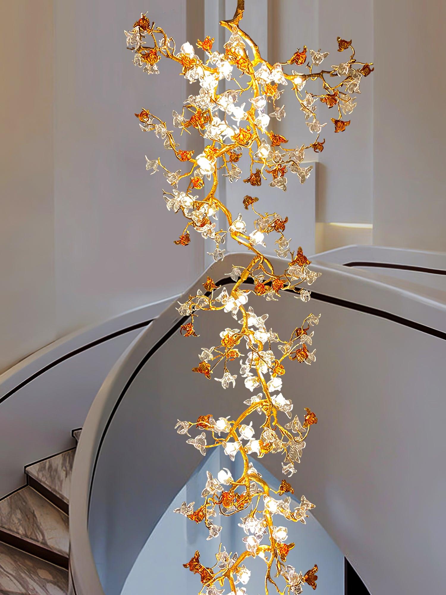 Aare Maple Branch Brass Crystal Chandelier-Neutral Decor