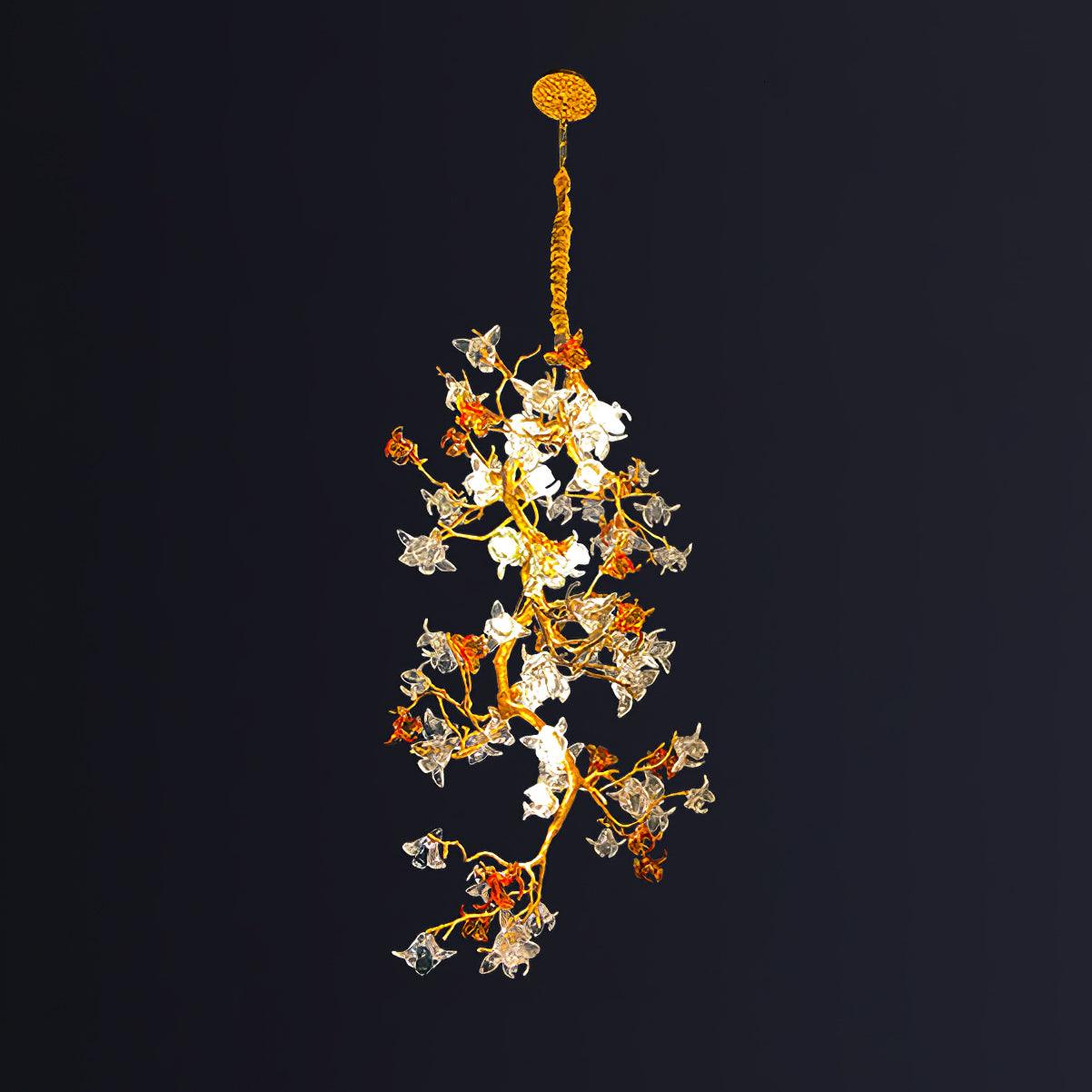 Aare Maple Branch Brass Crystal Chandelier-Neutral Decor