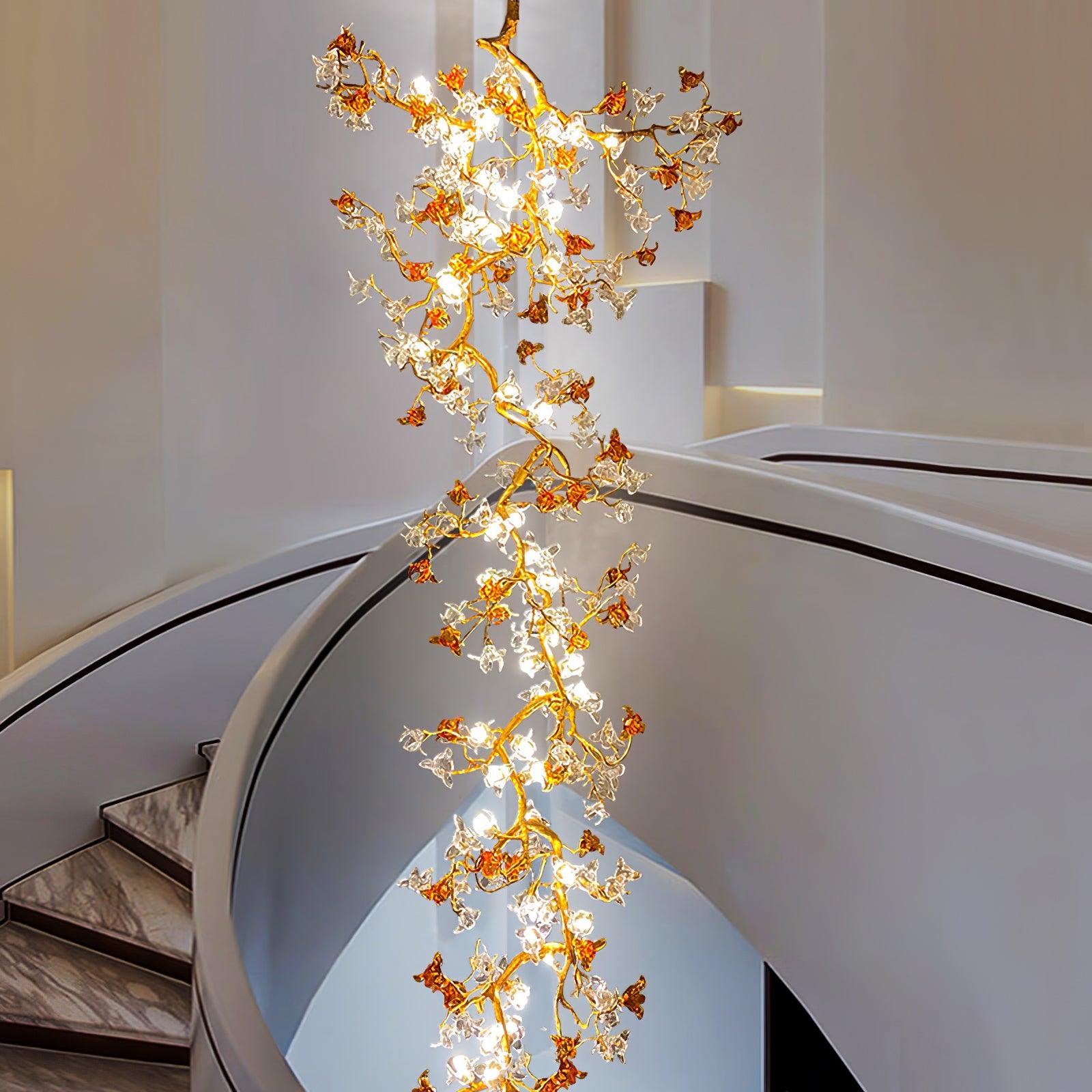 Aare Maple Branch Brass Crystal Chandelier-Neutral Decor