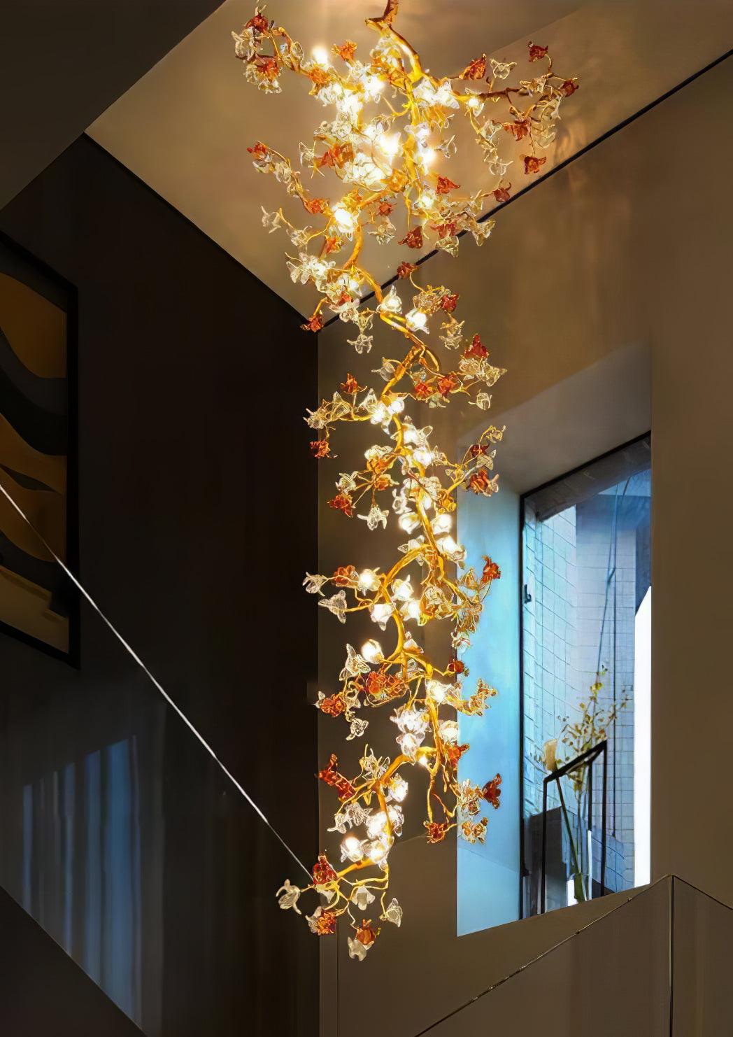 Aare Maple Branch Brass Crystal Chandelier-Neutral Decor