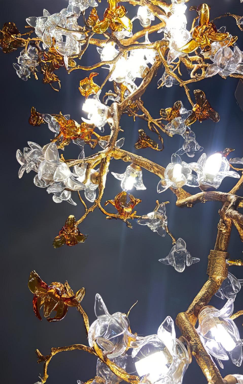 Aare Maple Branch Brass Crystal Chandelier-Neutral Decor