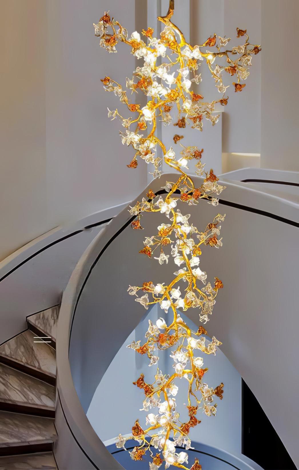 Aare Maple Branch Brass Crystal Chandelier-Neutral Decor