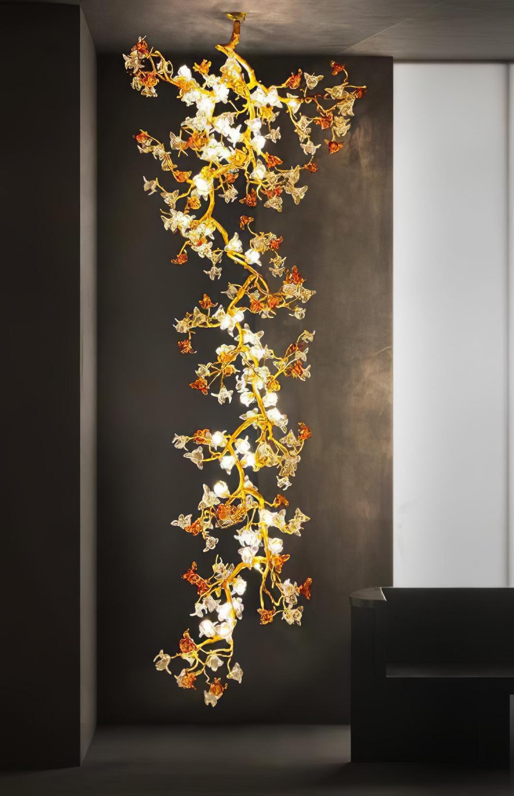 Aare Maple Branch Brass Crystal Chandelier-Neutral Decor