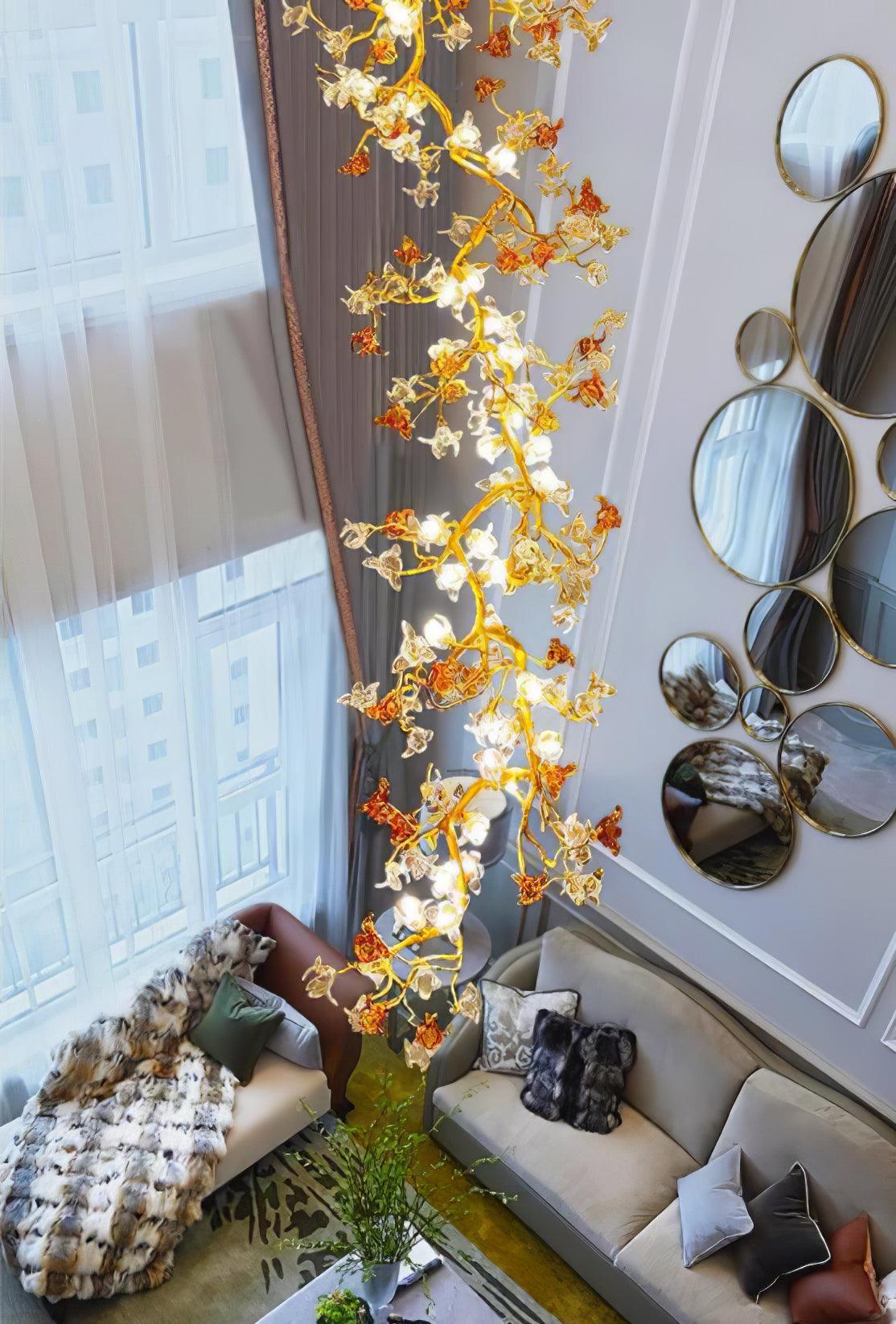 Aare Maple Branch Brass Crystal Chandelier-Neutral Decor