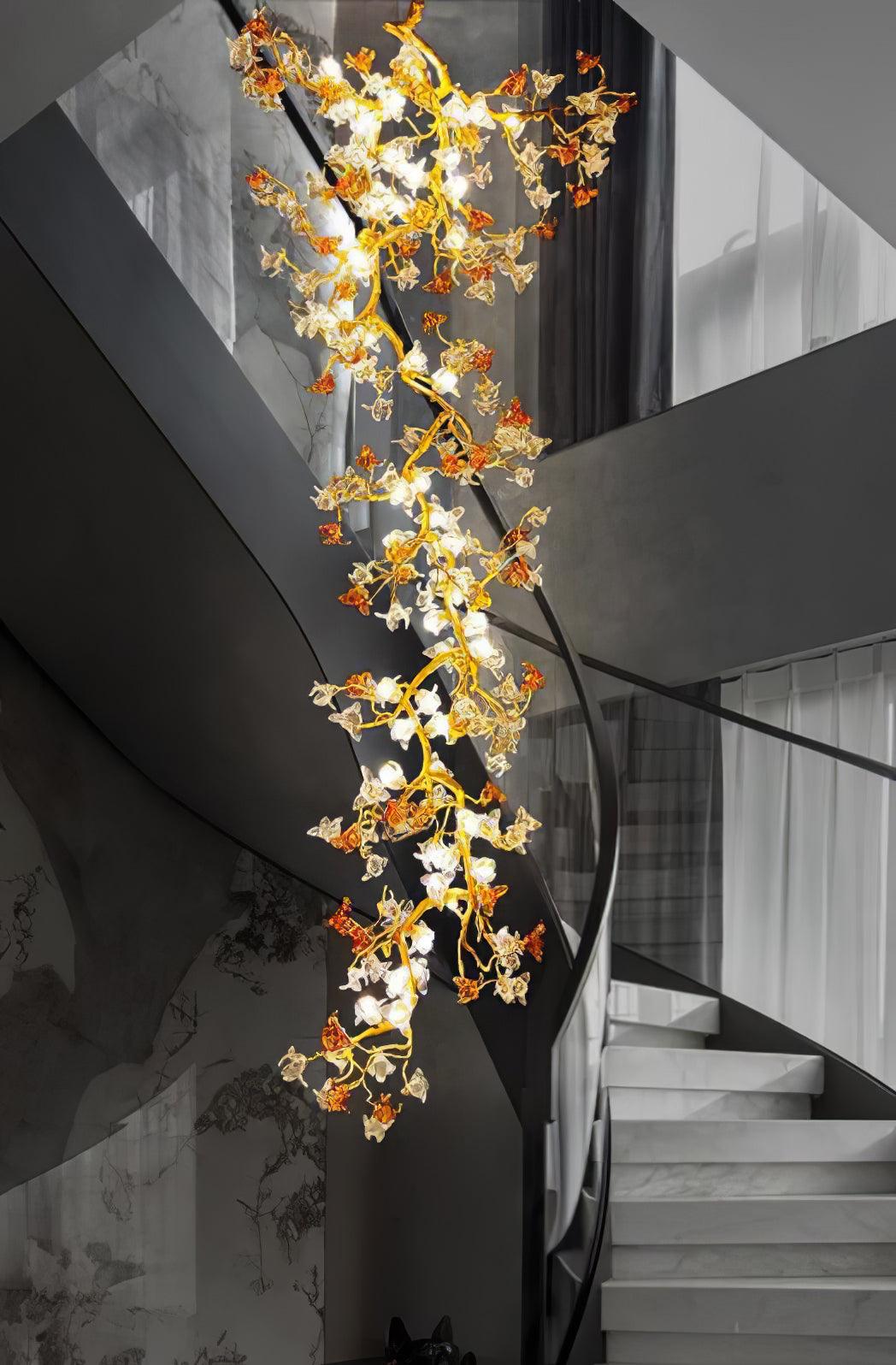Aare Maple Branch Brass Crystal Chandelier-Neutral Decor