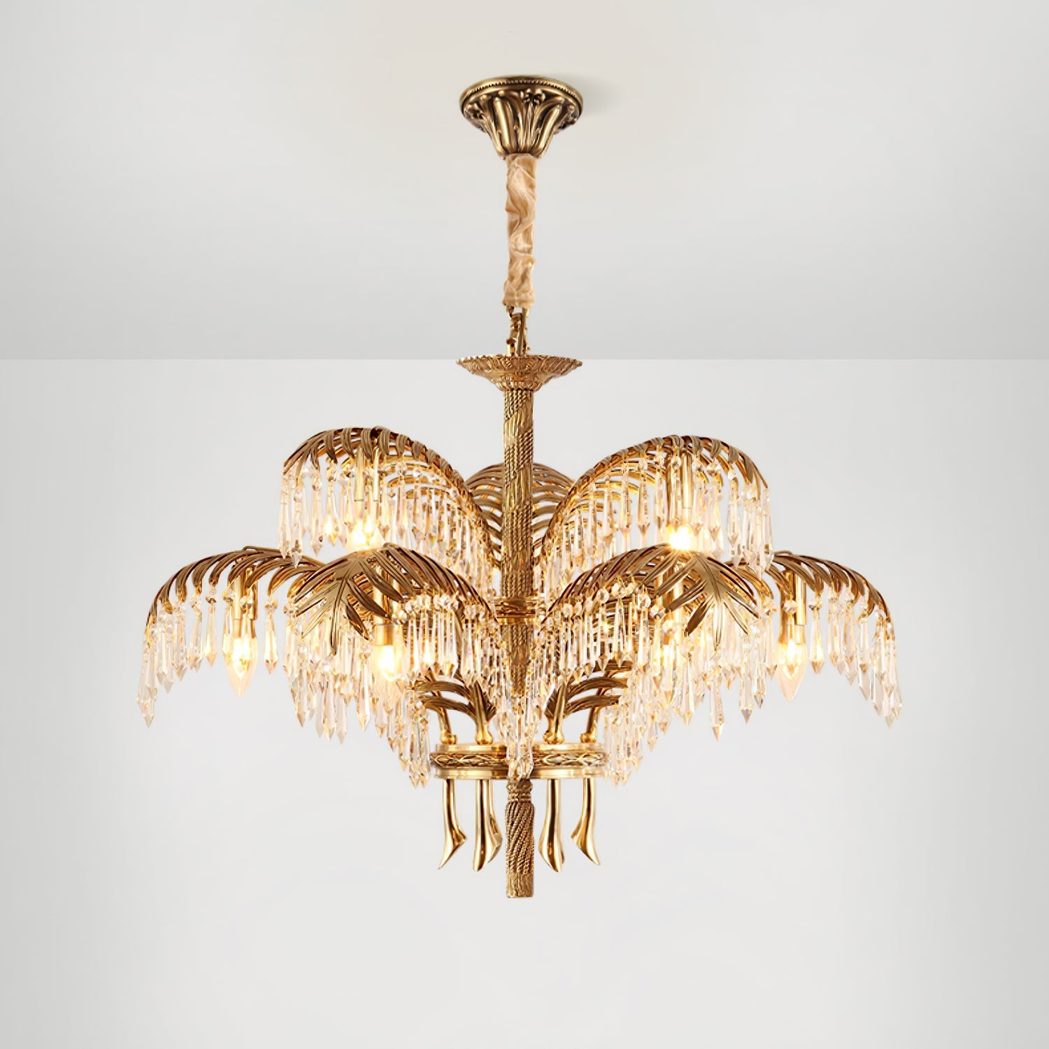 Kilwen Regal Brass Crystal Chandelier-Neutral Decor