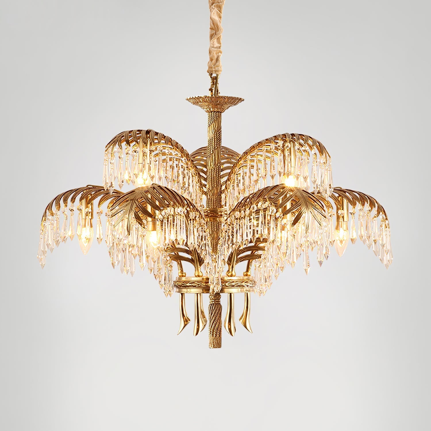 Kilwen Regal Brass Crystal Chandelier-Neutral Decor