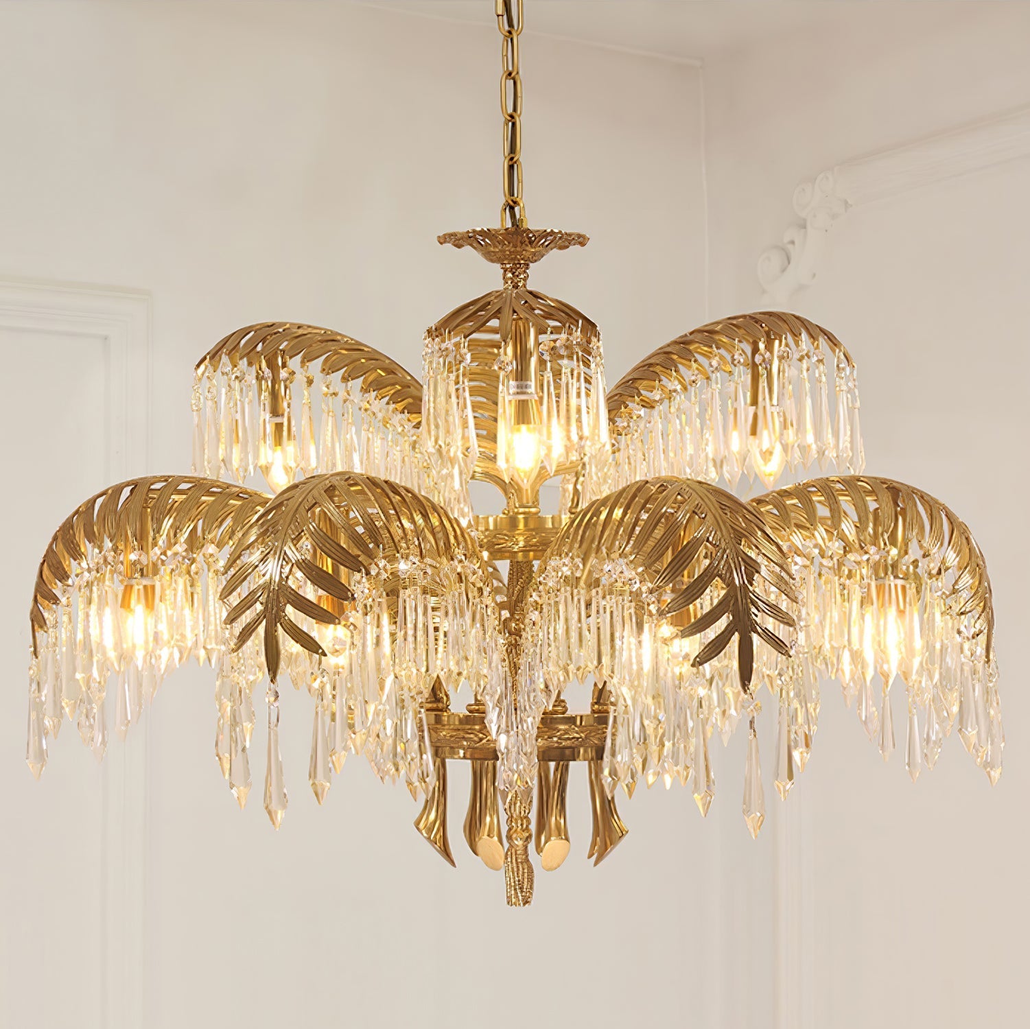 Kilwen Regal Brass Crystal Chandelier-Neutral Decor