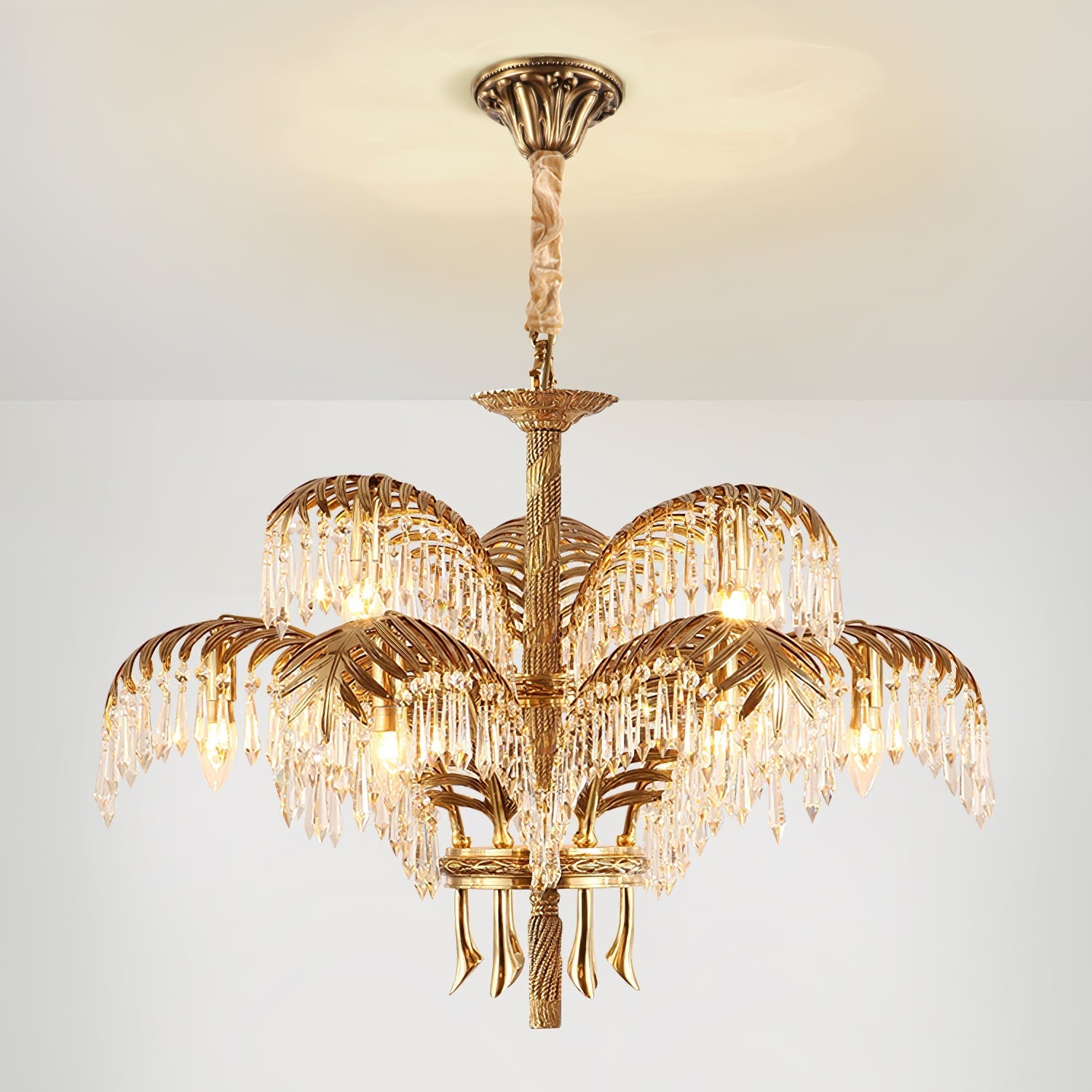 Kilwen Regal Brass Crystal Chandelier-Neutral Decor