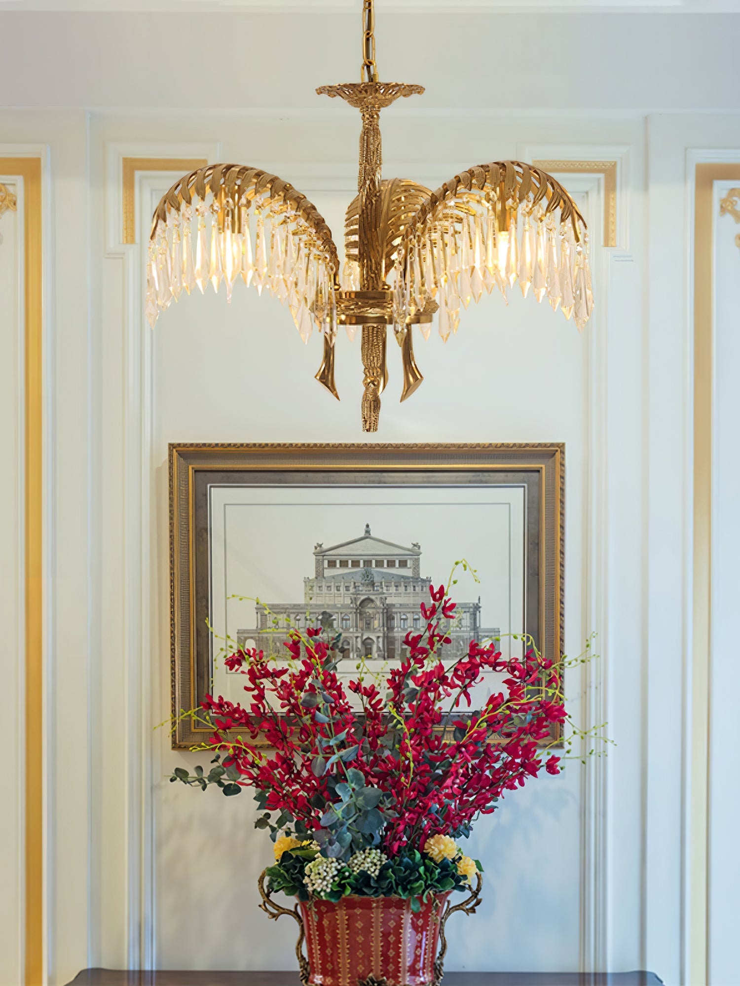Kilwen Regal Brass Crystal Chandelier-Neutral Decor