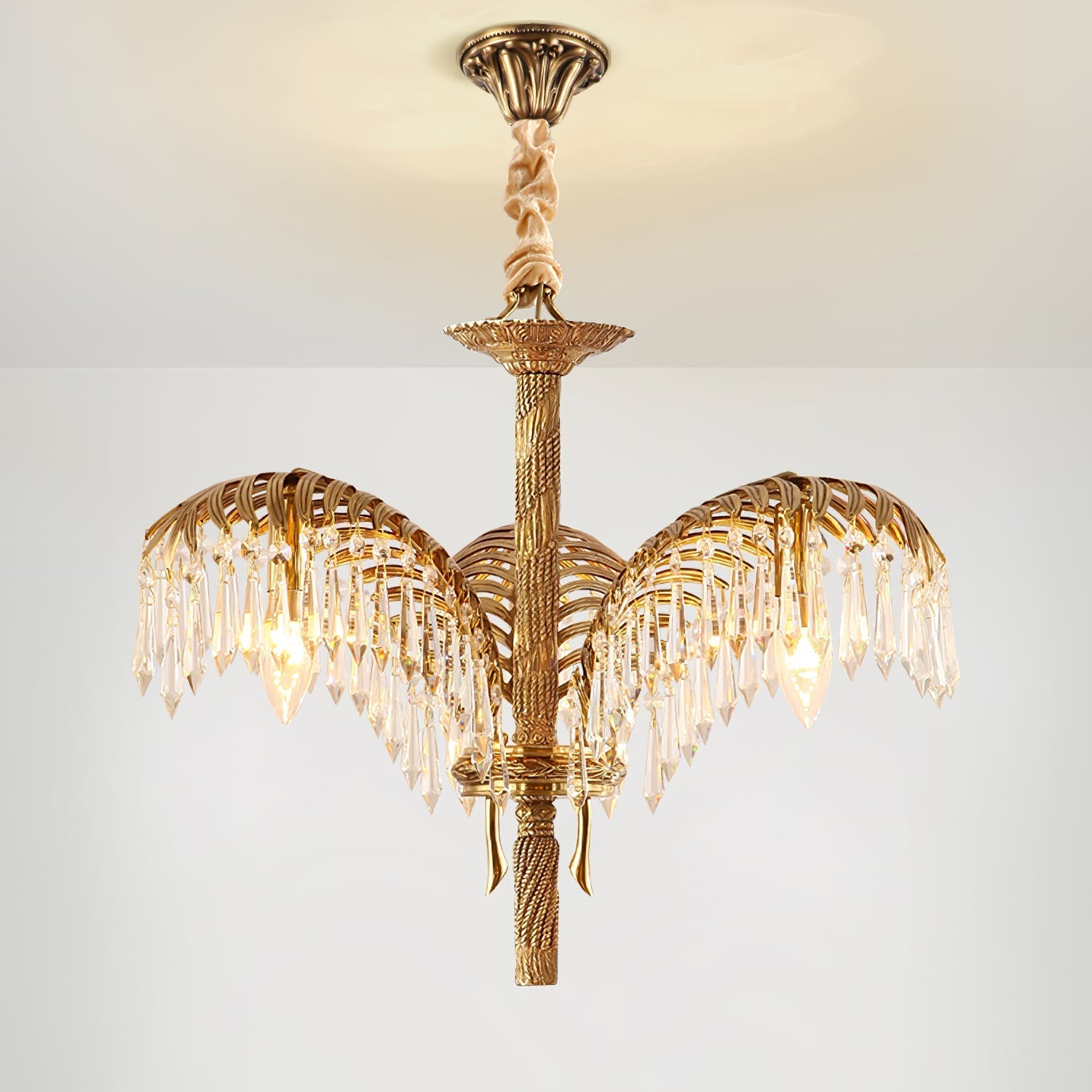Kilwen Regal Brass Crystal Chandelier-Neutral Decor