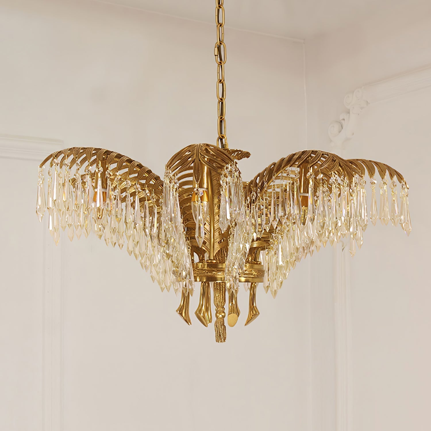 Kilwen Regal Brass Crystal Chandelier-Neutral Decor