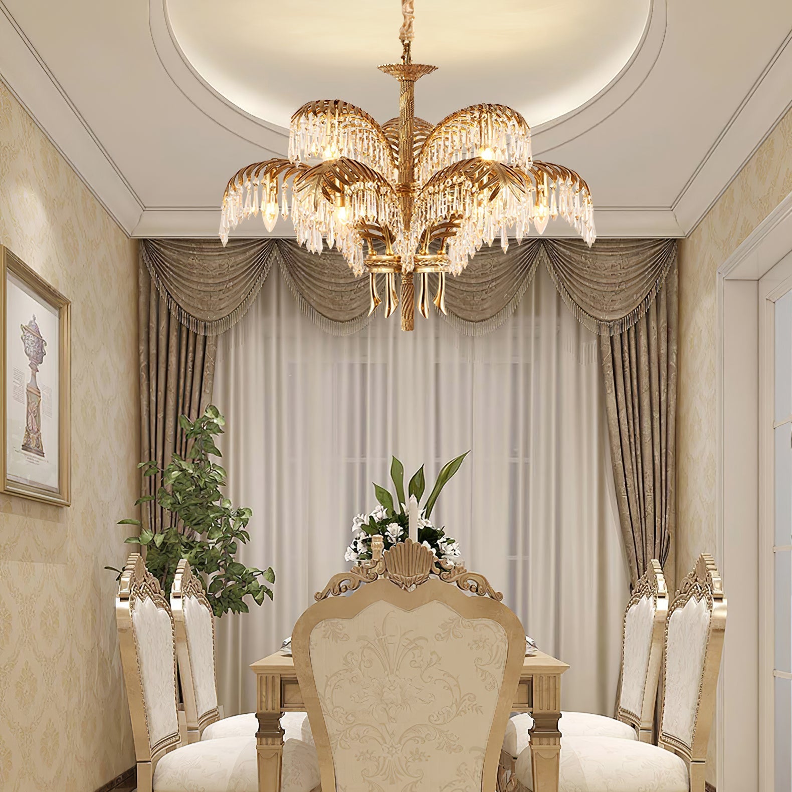 Kilwen Regal Brass Crystal Chandelier-Neutral Decor