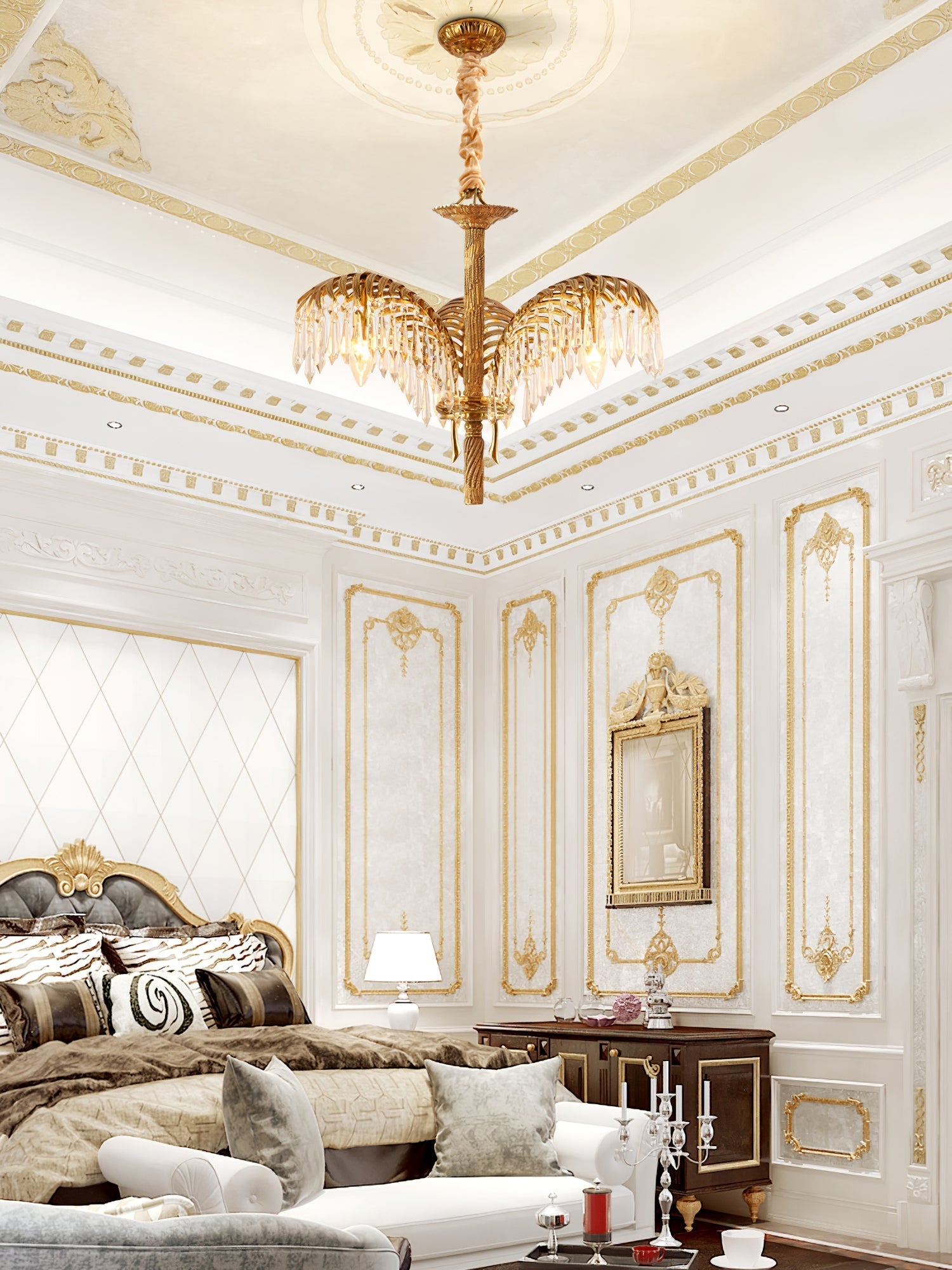 Kilwen Regal Brass Crystal Chandelier-Neutral Decor