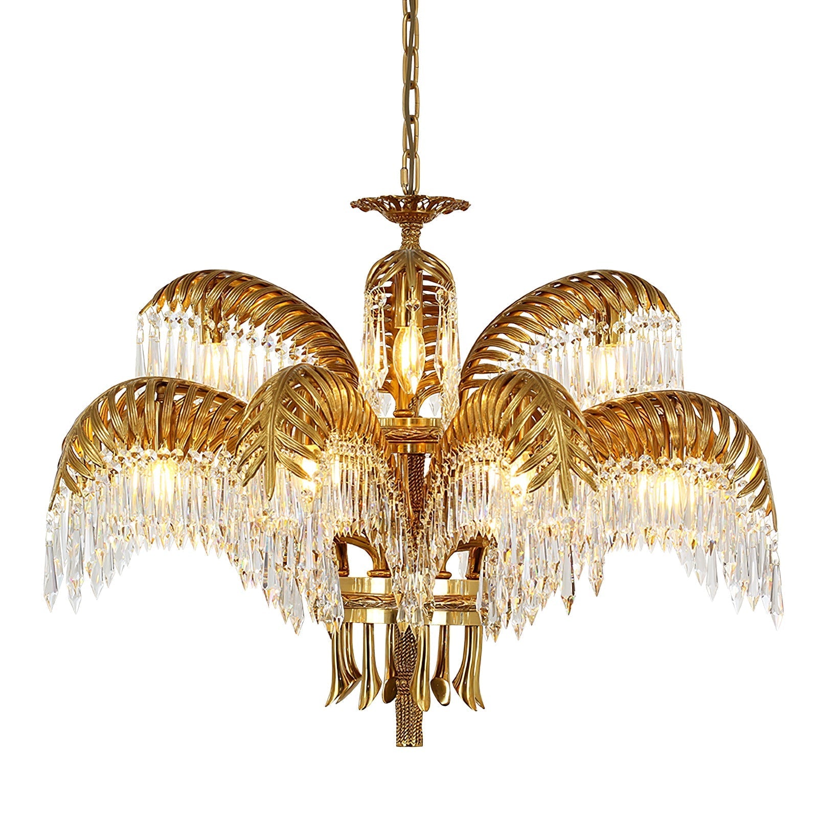 Kilwen Regal Brass Crystal Chandelier-Neutral Decor