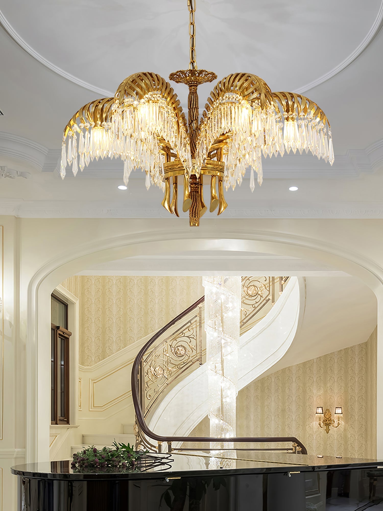 Kilwen Regal Brass Crystal Chandelier-Neutral Decor