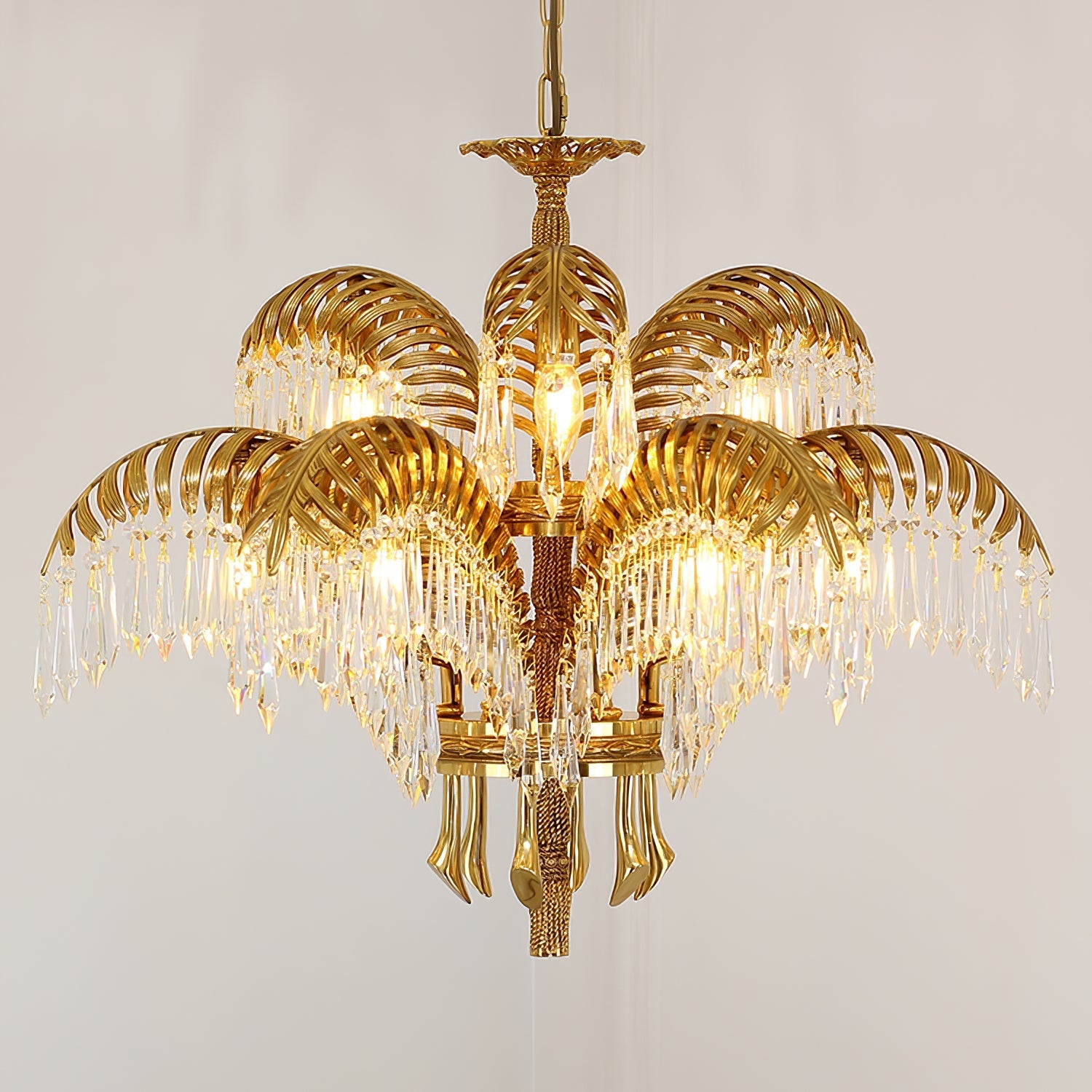 Kilwen Regal Brass Crystal Chandelier-Neutral Decor