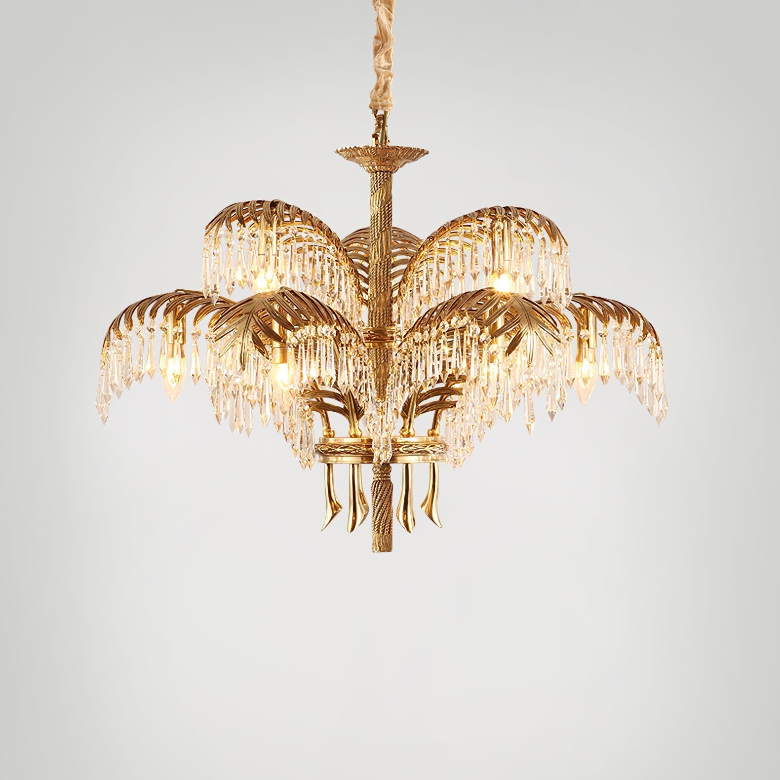 Kilwen Regal Brass Crystal Chandelier-Neutral Decor