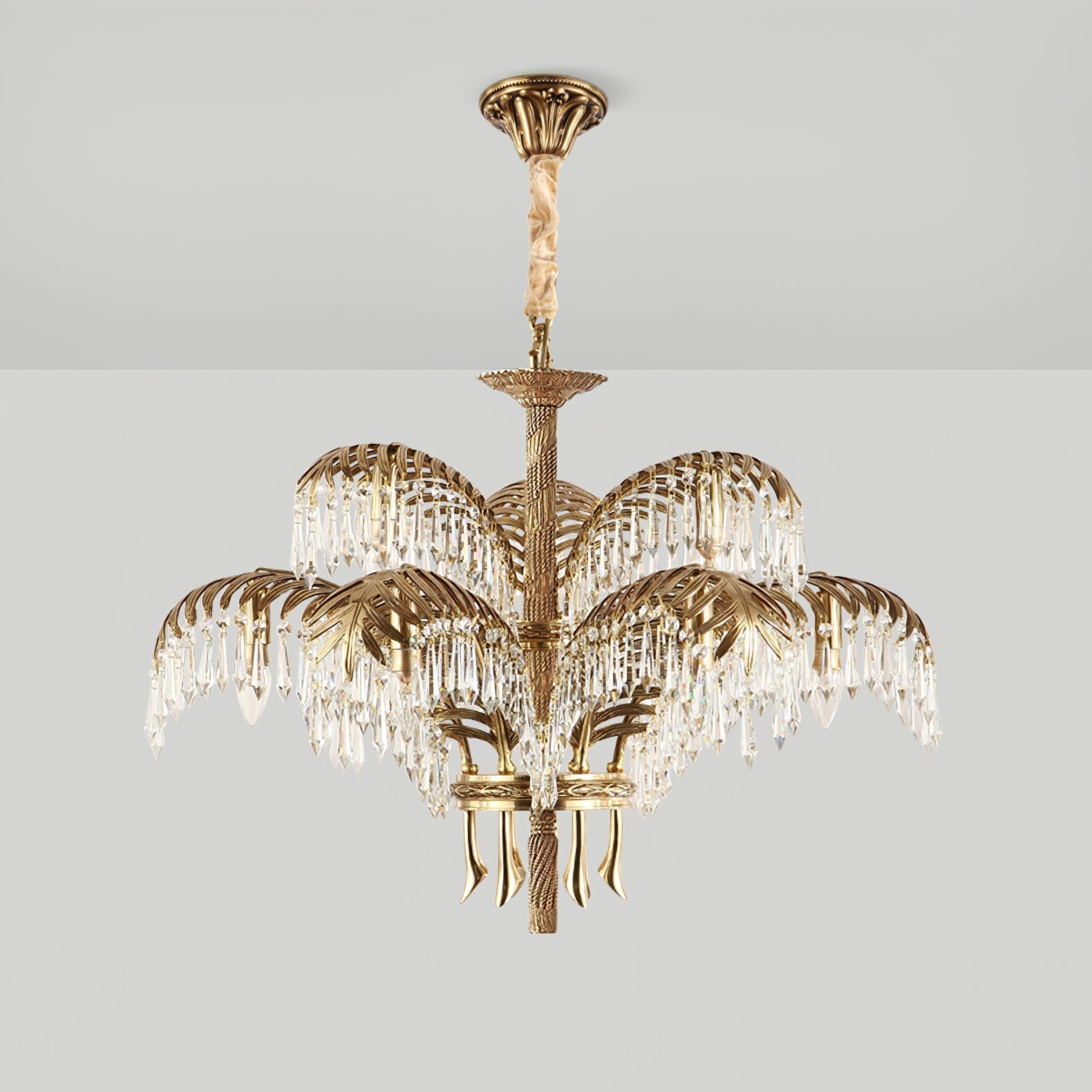 Kilwen Regal Brass Crystal Chandelier-Neutral Decor