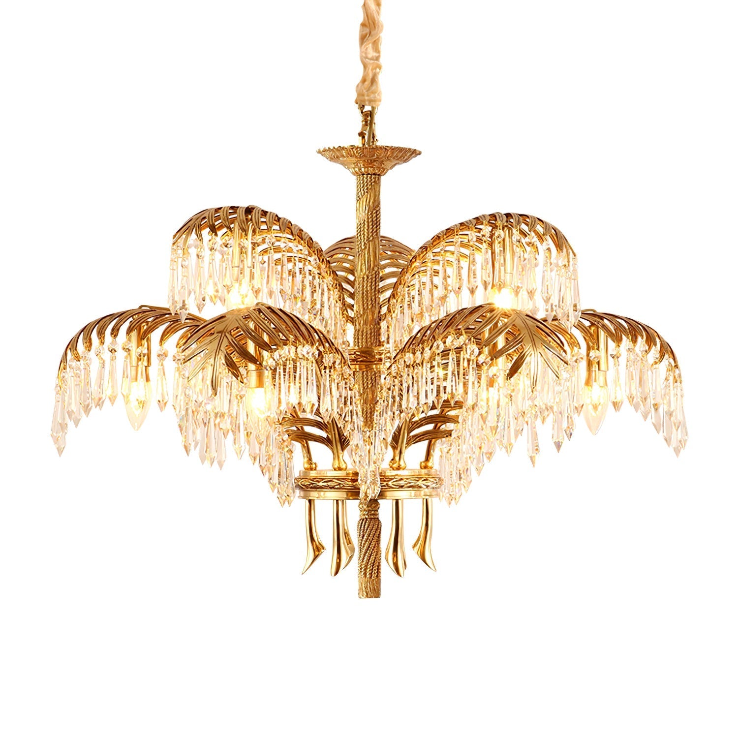 Kilwen Regal Brass Crystal Chandelier-Neutral Decor