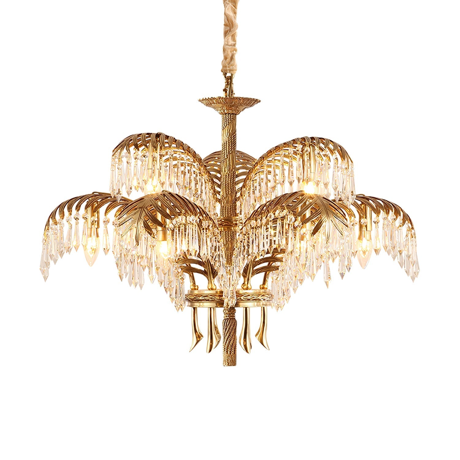 Kilwen Regal Brass Crystal Chandelier-Neutral Decor