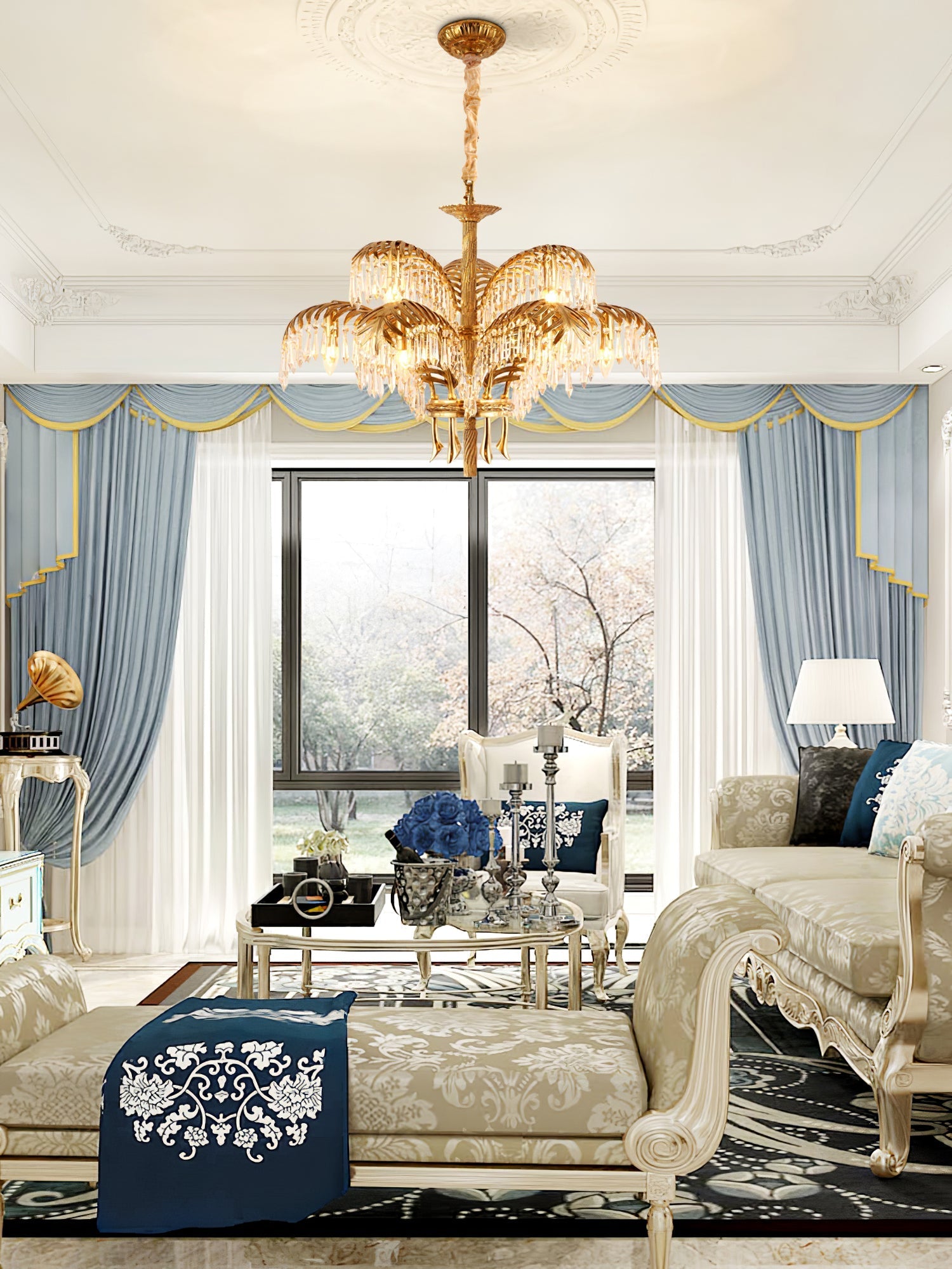 Kilwen Regal Brass Crystal Chandelier-Neutral Decor