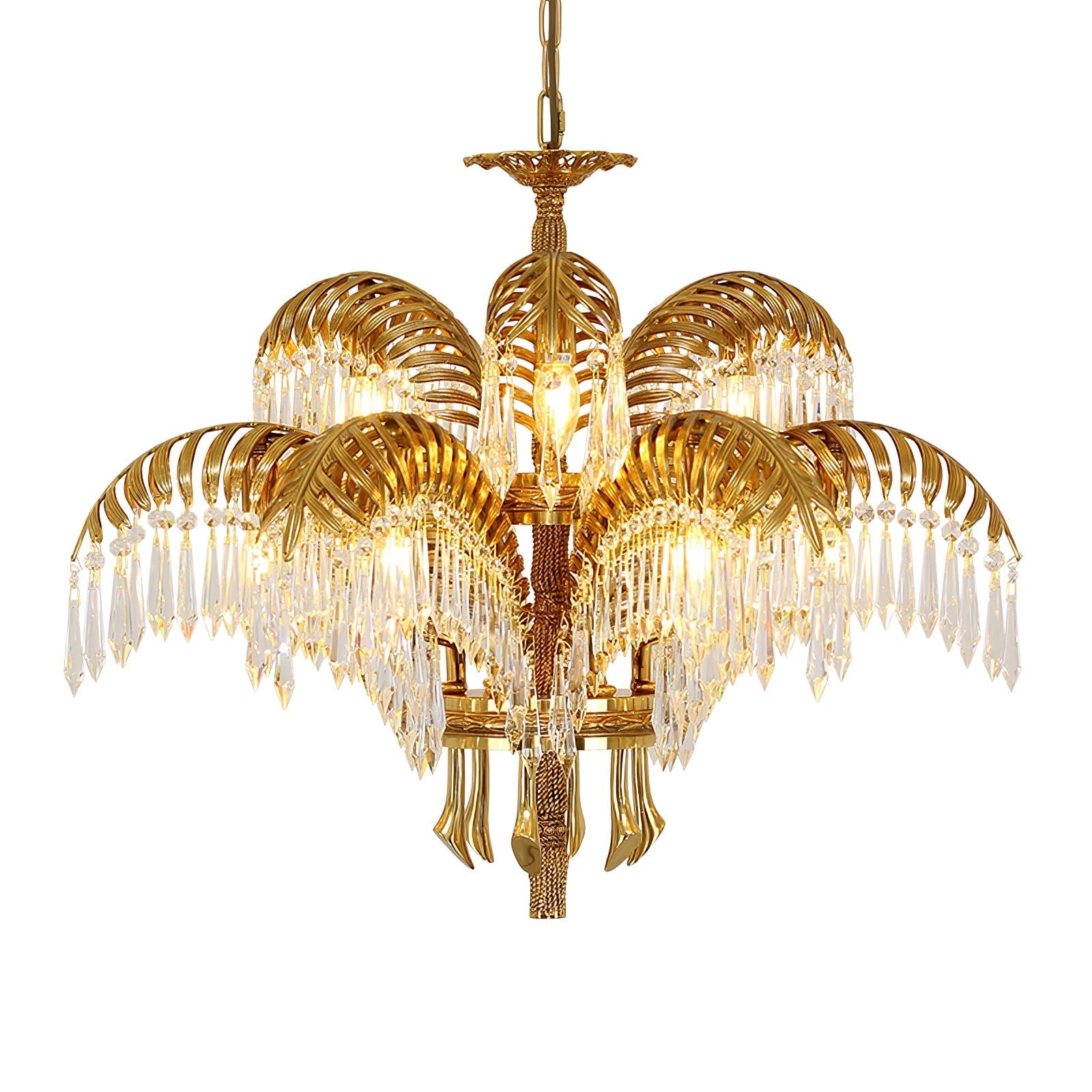 Kilwen Regal Brass Crystal Chandelier-Neutral Decor