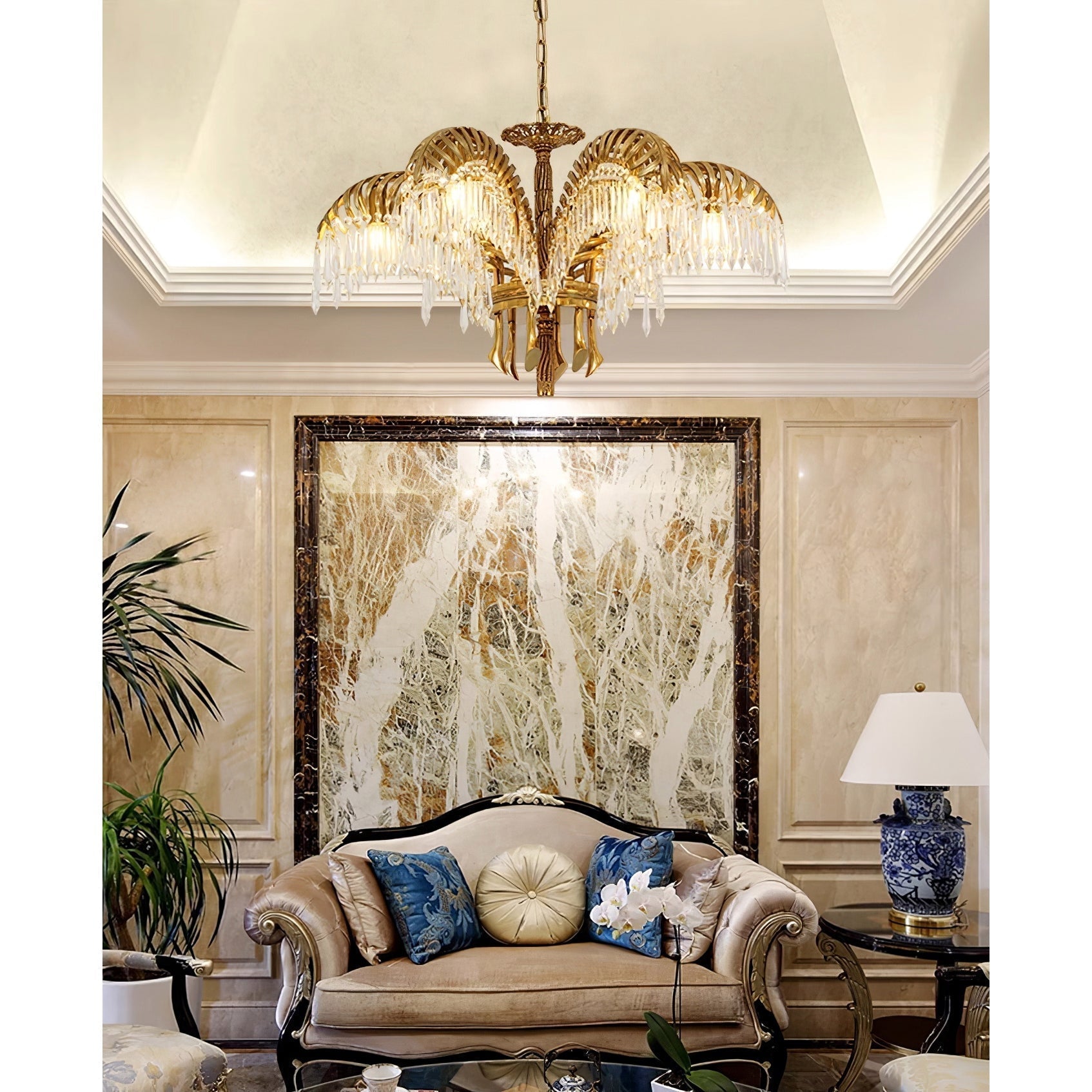 Kilwen Regal Brass Crystal Chandelier-Neutral Decor
