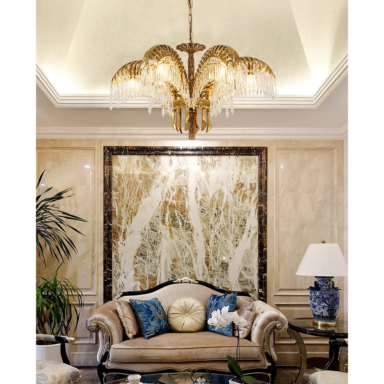 Kilwen Regal Brass Crystal Chandelier-Neutral Decor