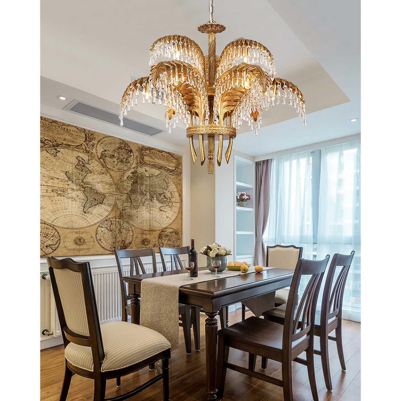 Kilwen Regal Brass Crystal Chandelier-Neutral Decor