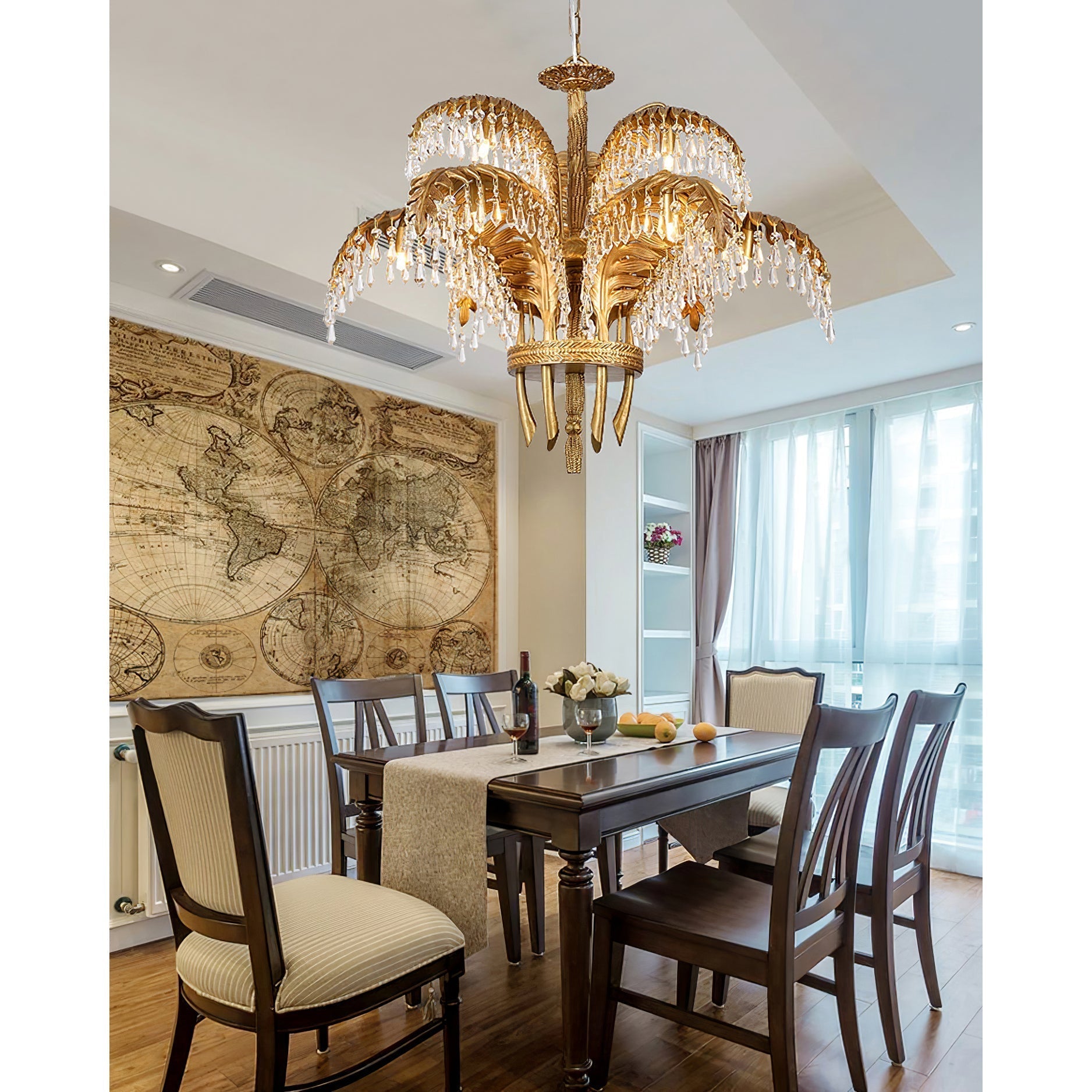 Kilwen Regal Brass Crystal Chandelier-Neutral Decor