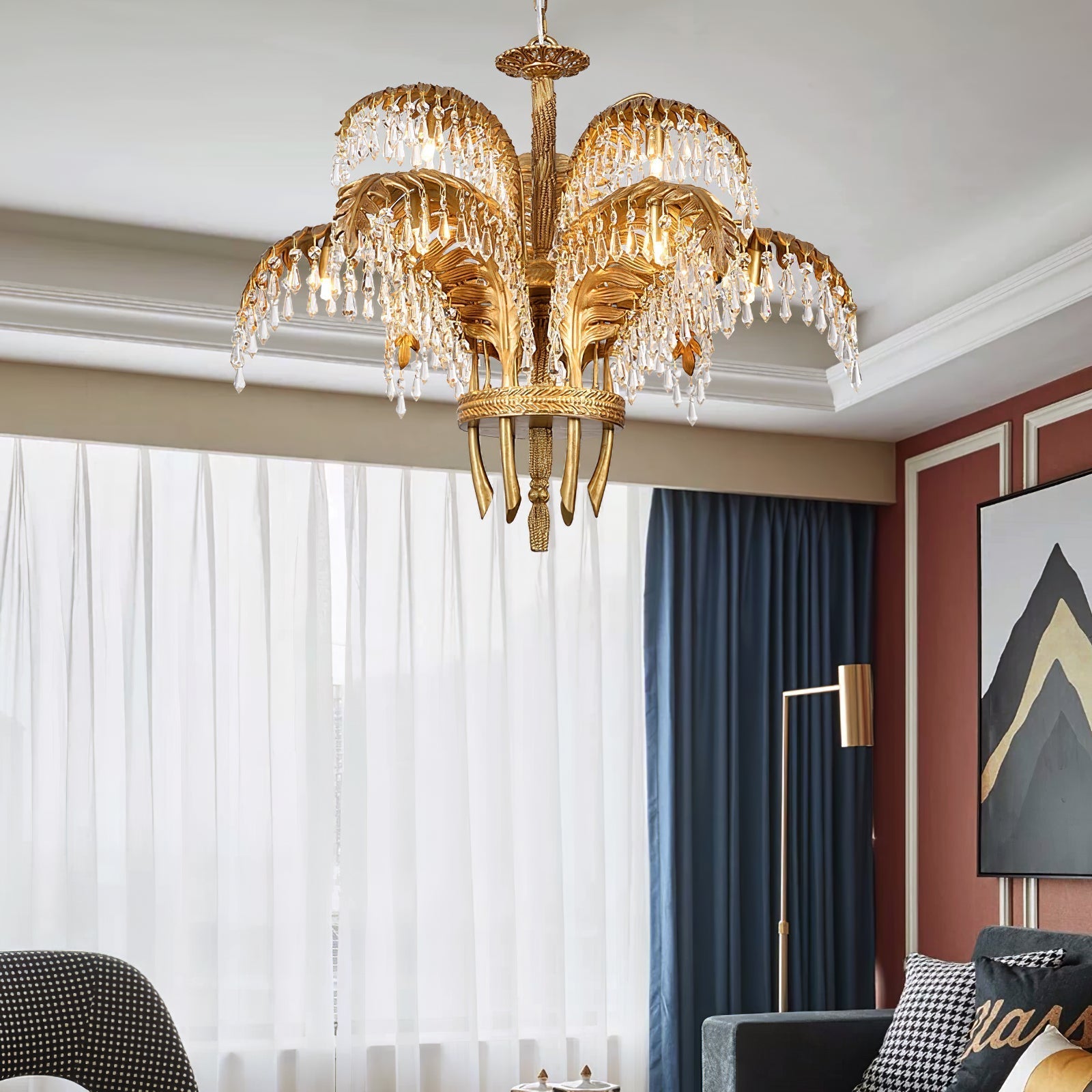 Kilwen Regal Brass Crystal Chandelier-Neutral Decor