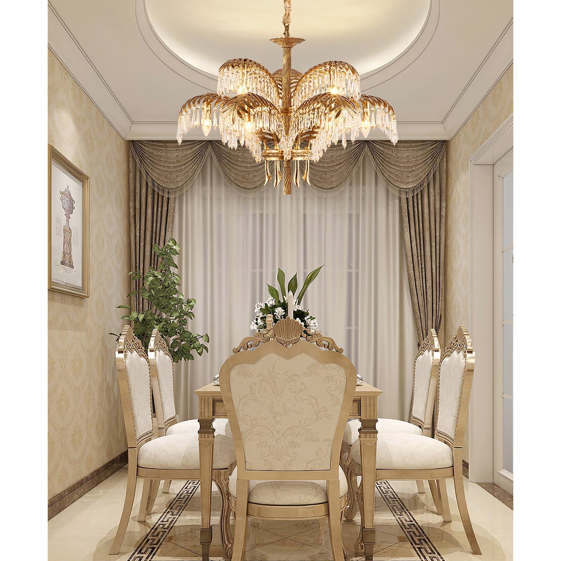 Kilwen Regal Brass Crystal Chandelier-Neutral Decor