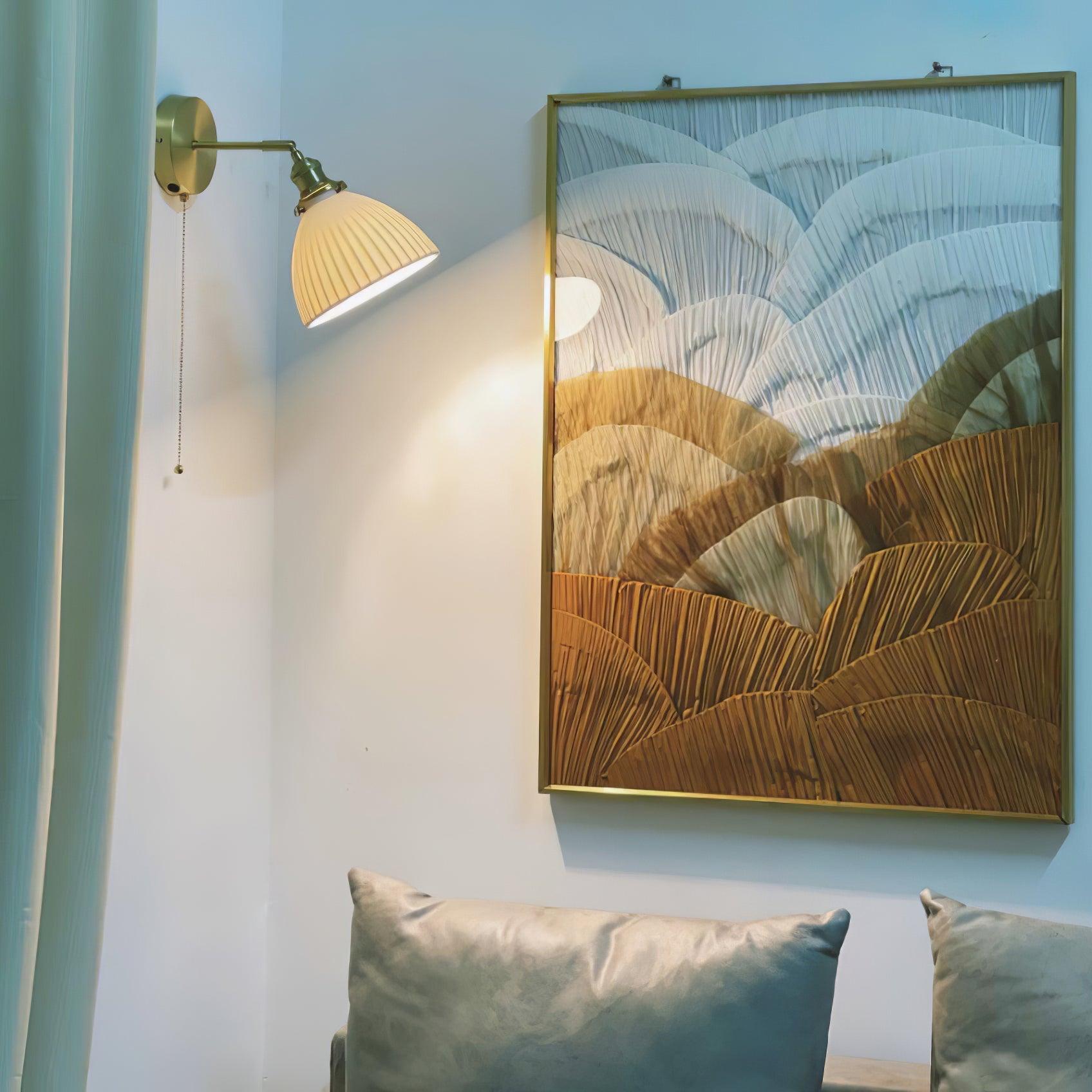 Lustra Wall Lamp Pleated Ceramic Brass-Neutral Decor