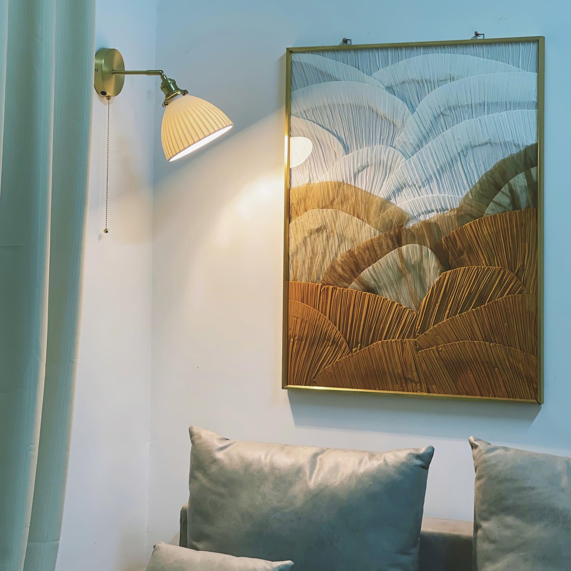 Lustra Wall Lamp Pleated Ceramic Brass-Neutral Decor