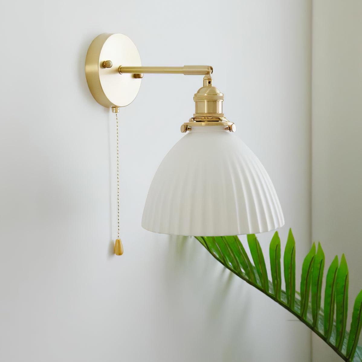 Lustra Wall Lamp Pleated Ceramic Brass-Neutral Decor