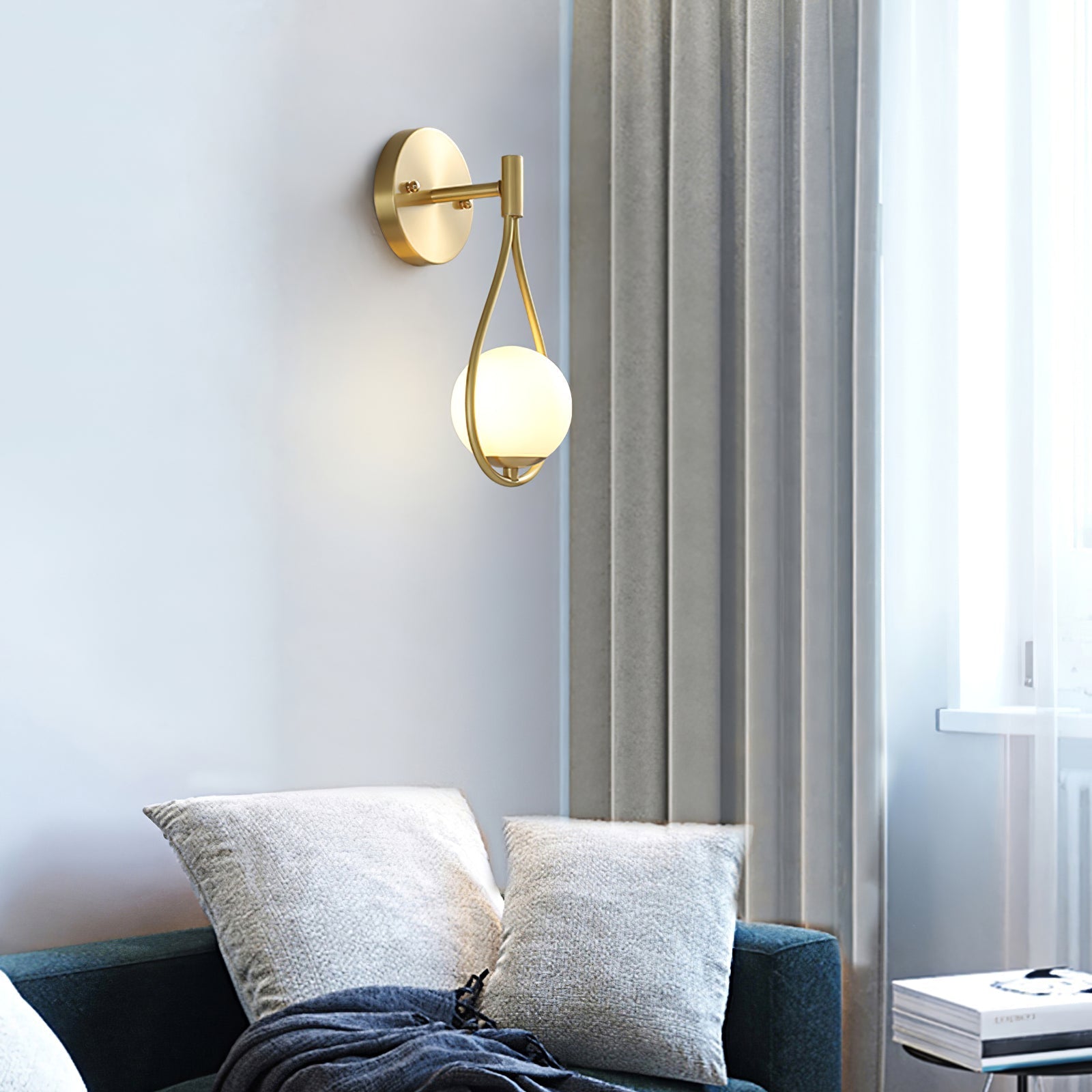 Rominex Modern Minimalist Vanity Brass Glass Wall Lamp-Neutral Decor