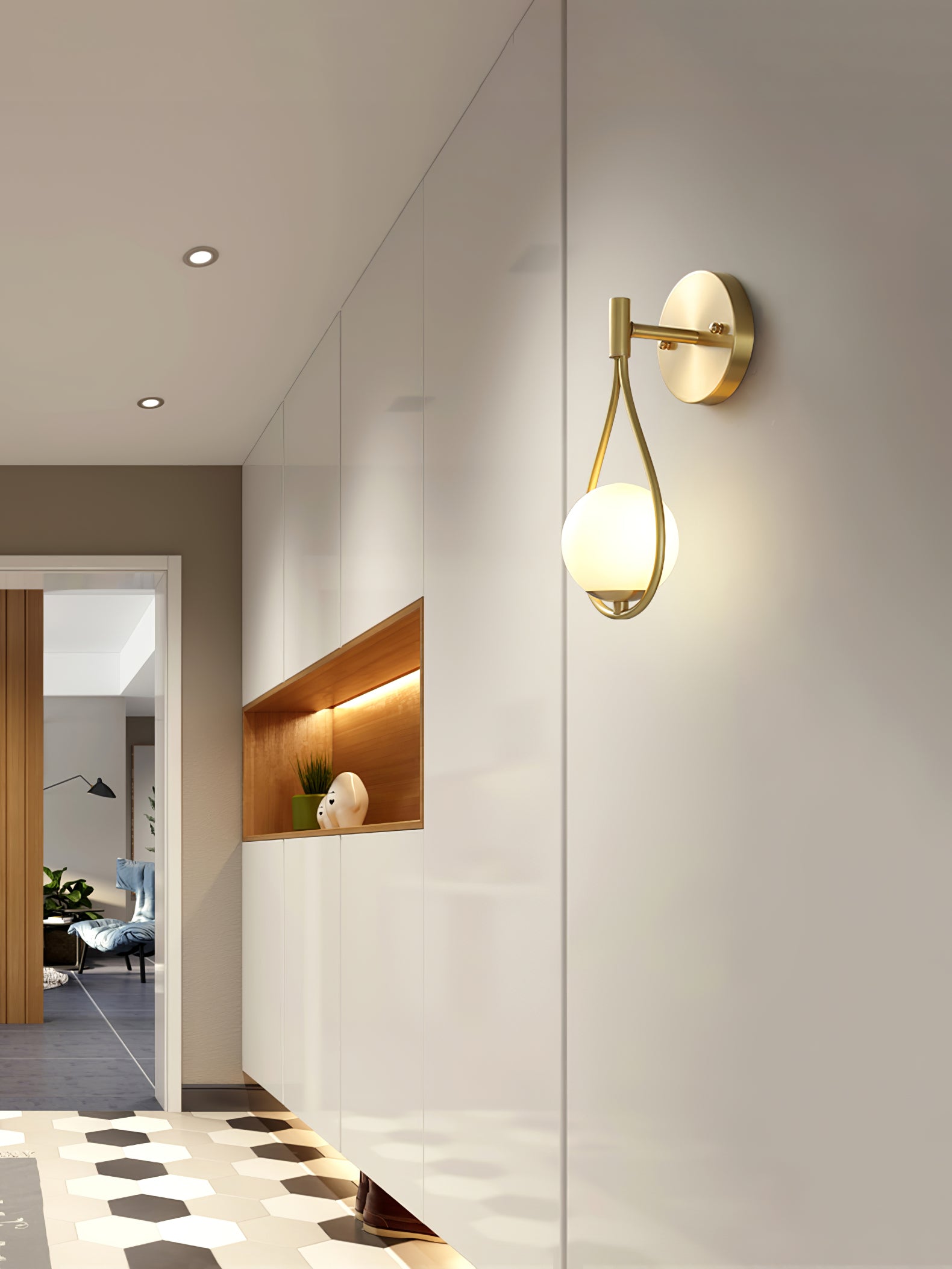 Rominex Modern Minimalist Vanity Brass Glass Wall Lamp-Neutral Decor