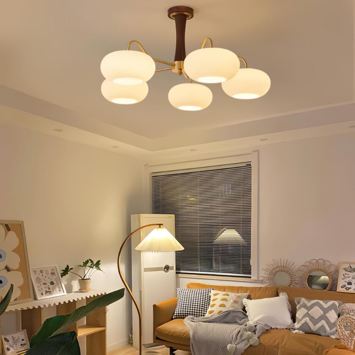 Lustra Chandelier Brass Wooden Persimmon-Neutral Decor
