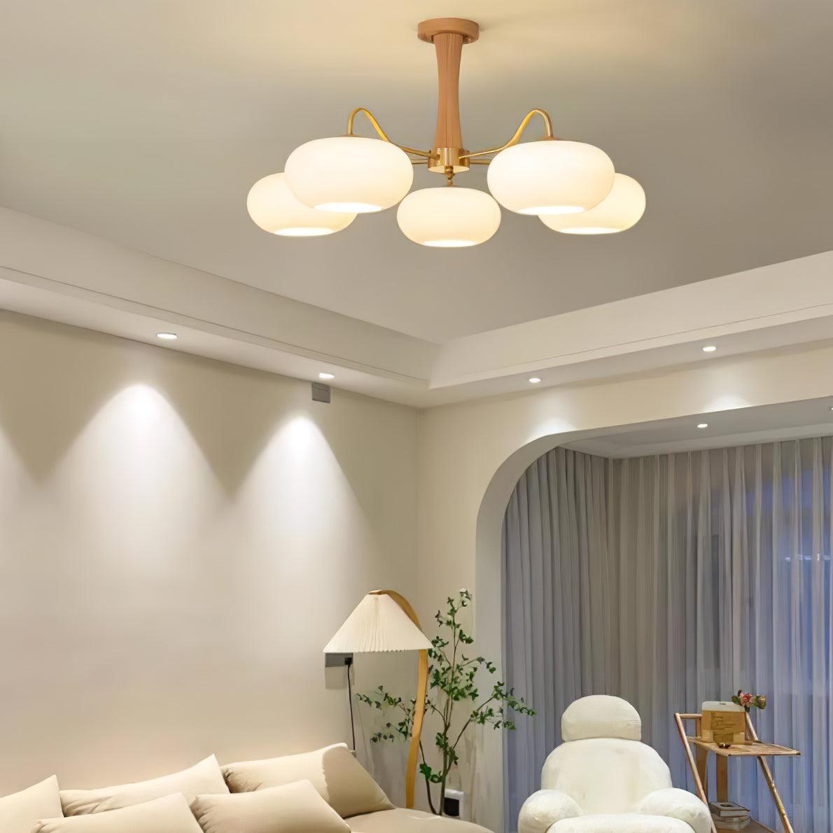 Lustra Chandelier Brass Wooden Persimmon-Neutral Decor