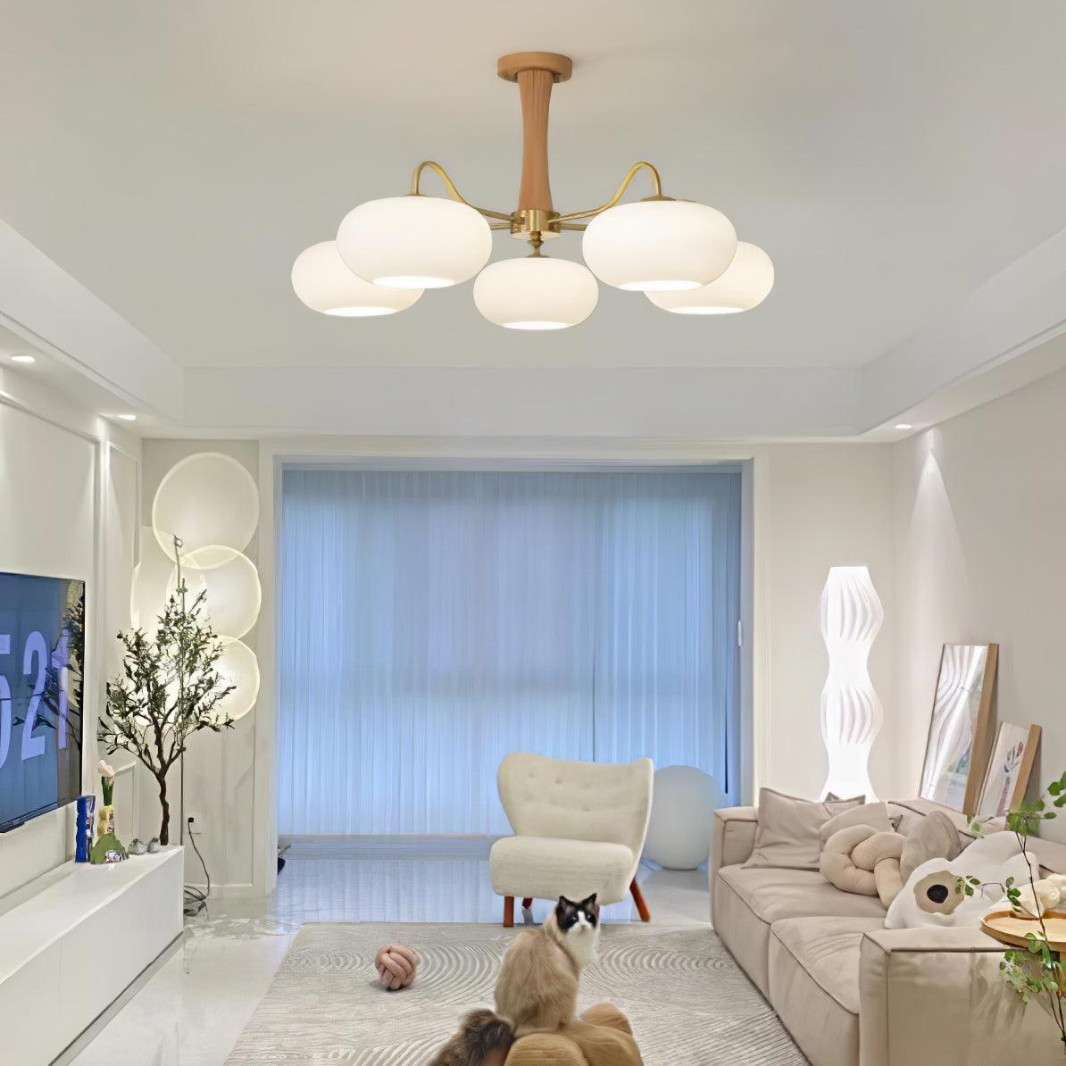 Lustra Chandelier Brass Wooden Persimmon-Neutral Decor
