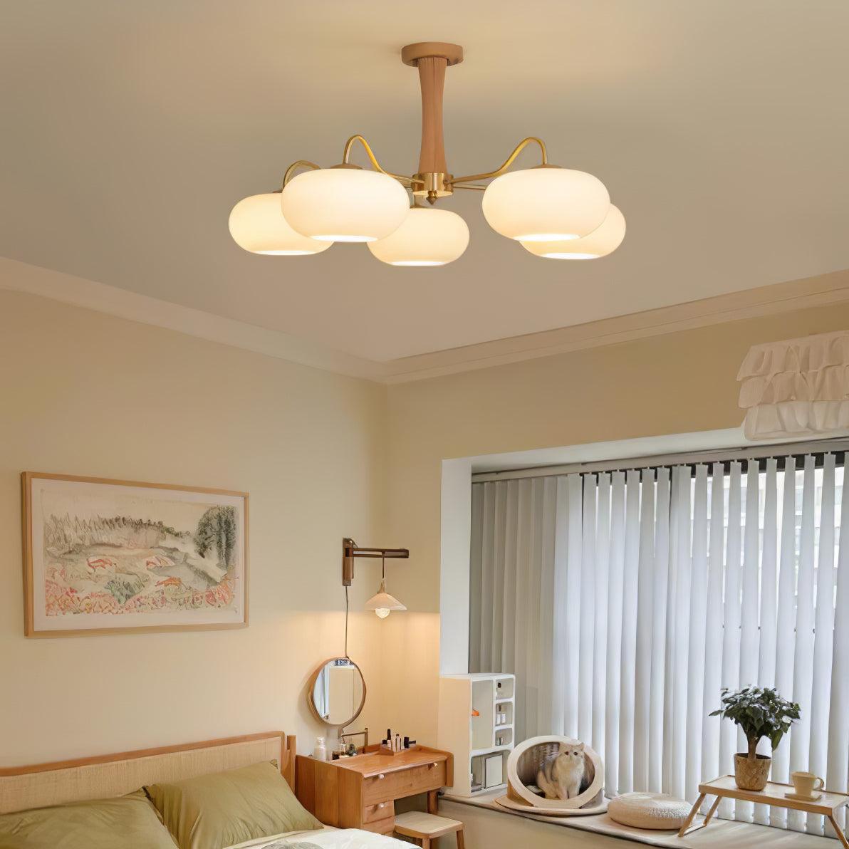 Lustra Chandelier Brass Wooden Persimmon-Neutral Decor